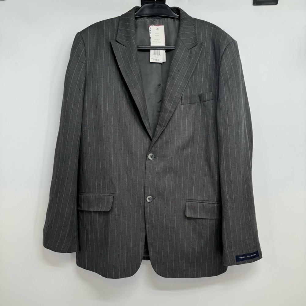 NWD French Connection Men's 100% Linen Gray Blazer Sport coat Men’s 44 Striped